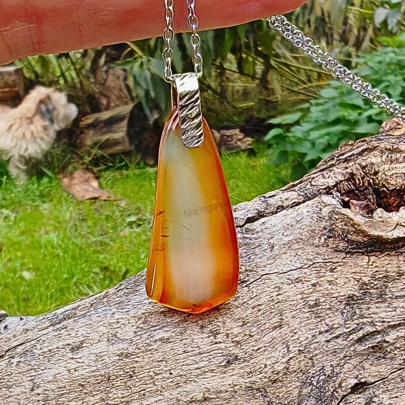 Natural Karneol strieborný prívesok 