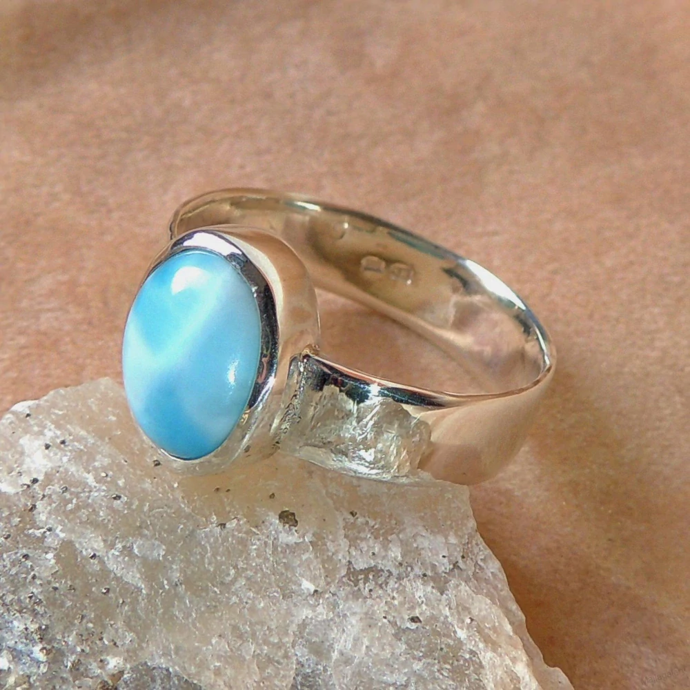 Larimar strieborný prsteň