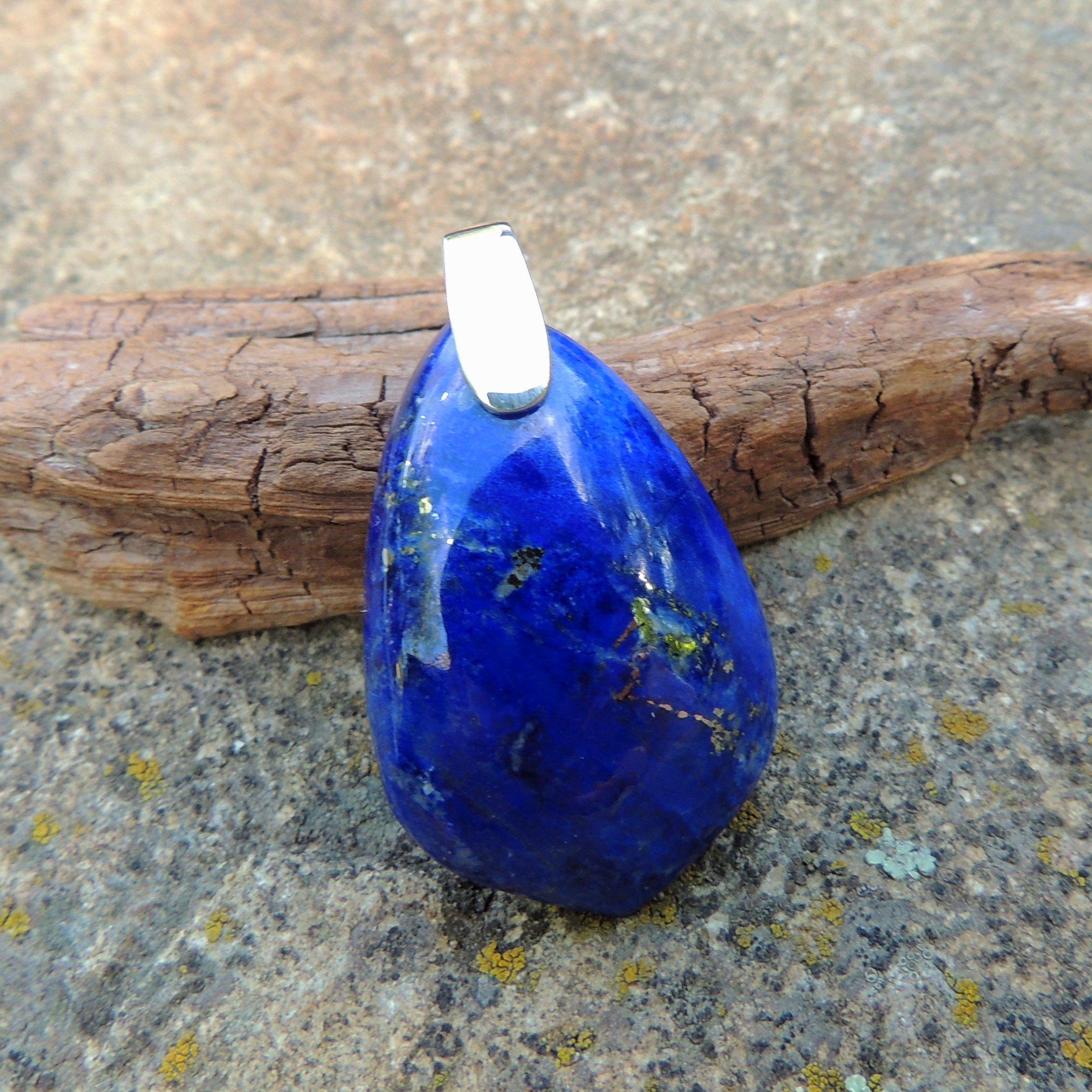Natural Lapis lazuli strieborný prívesok 