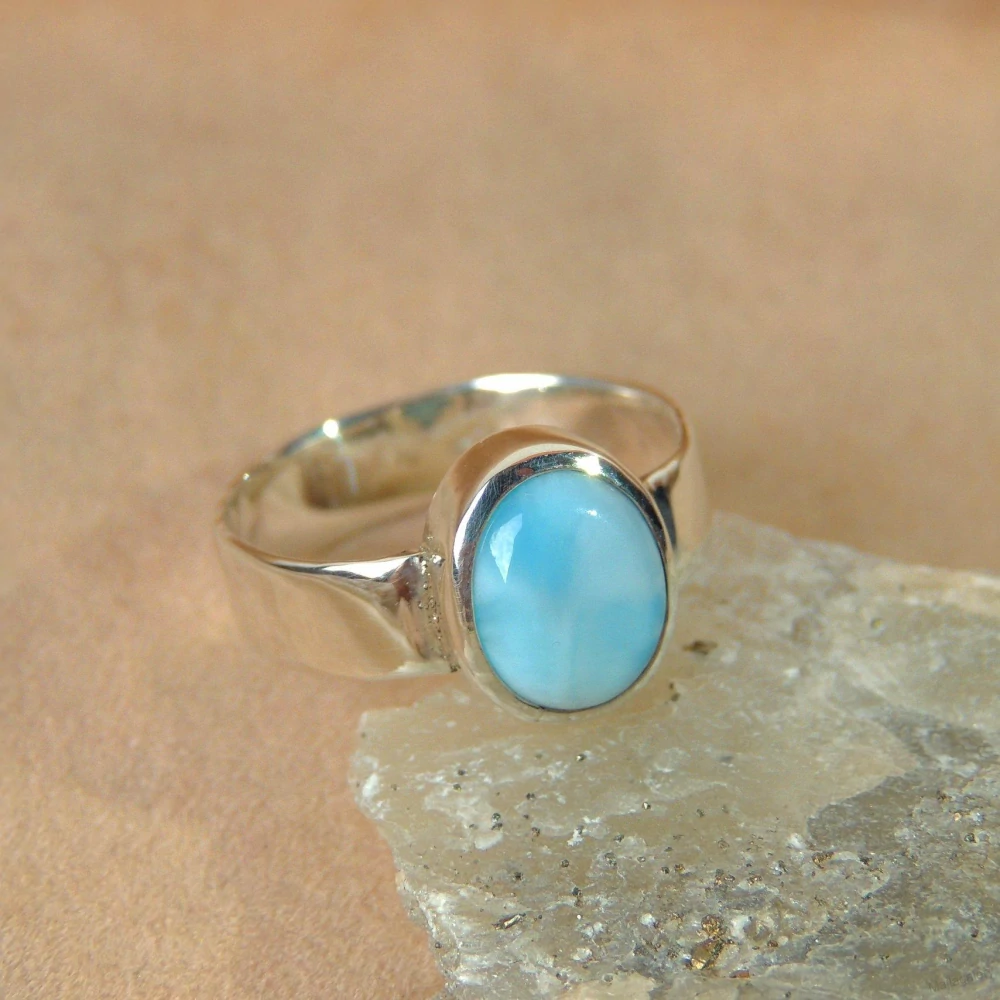 Larimar strieborný prsteň
