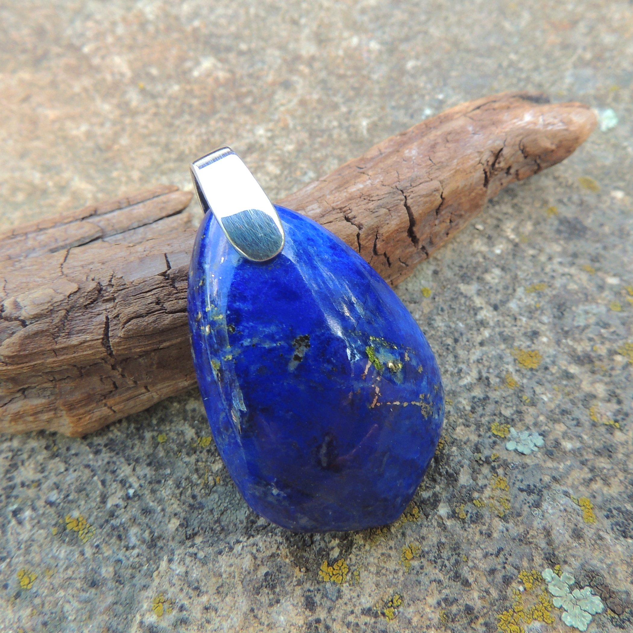 Natural Lapis lazuli strieborný prívesok 