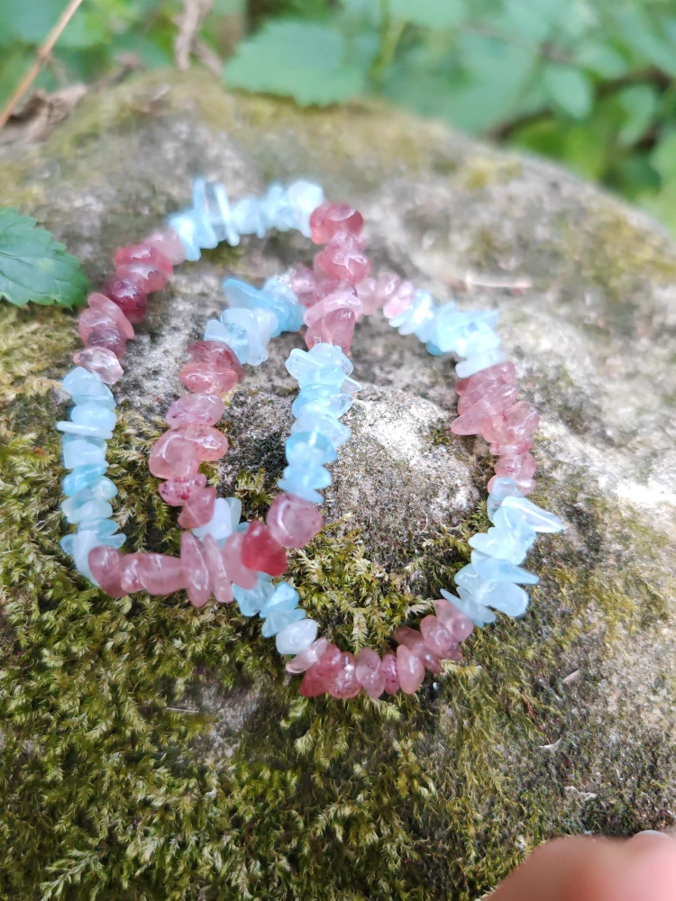 Náramok Akvamarín strawberry quartz