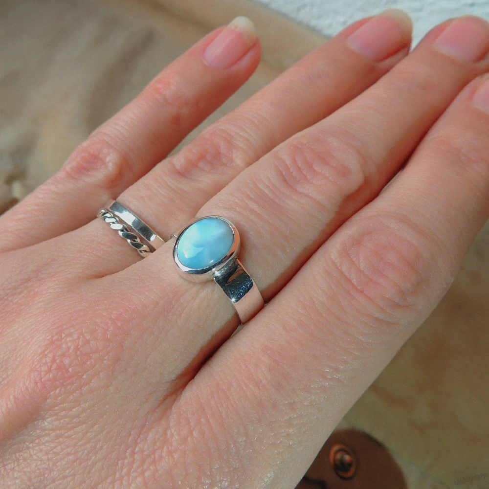 Larimar strieborný prsteň