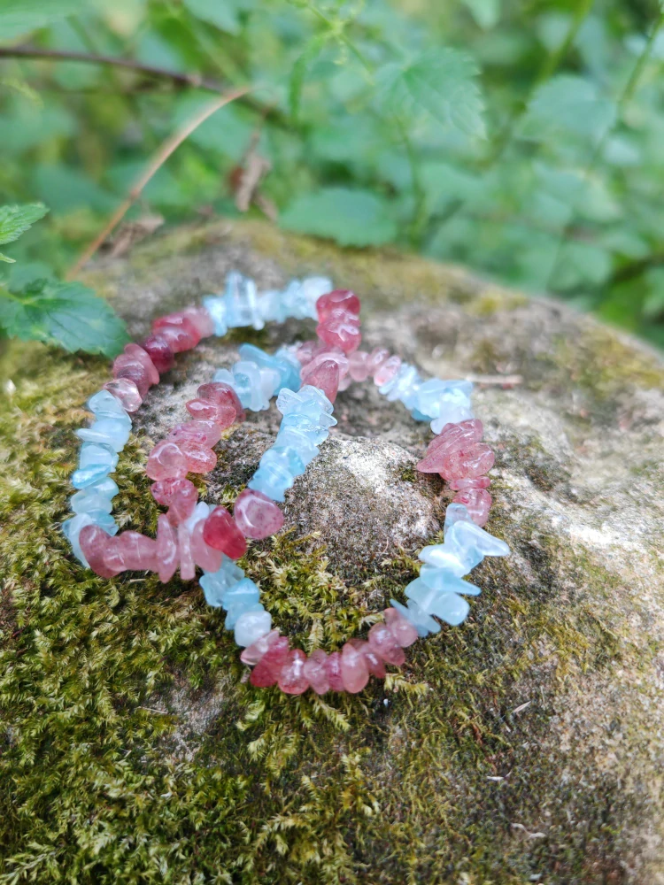 Náramok Akvamarín strawberry quartz