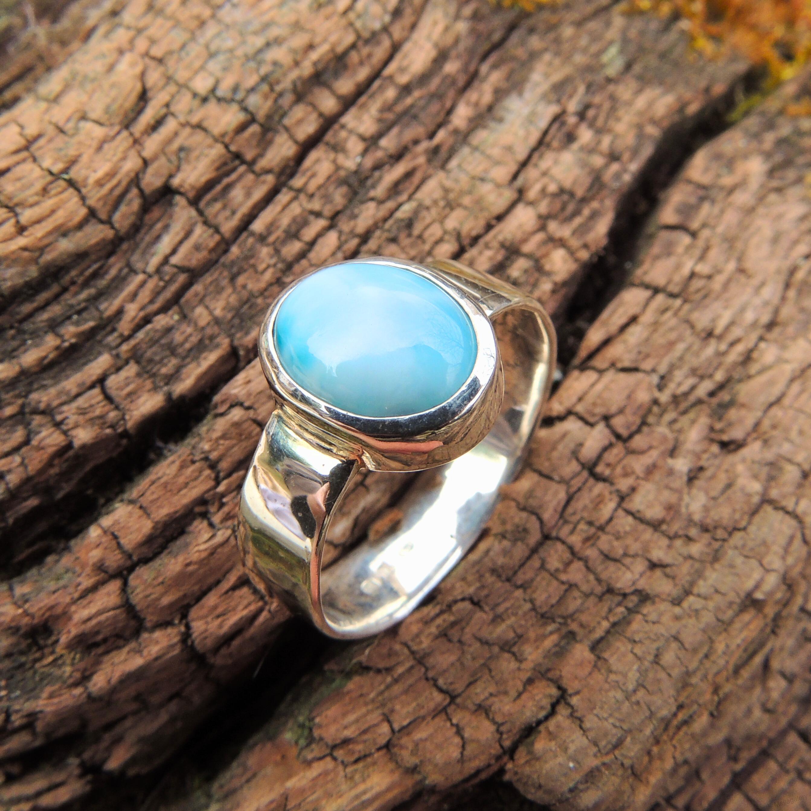 Larimar strieborný prsteň