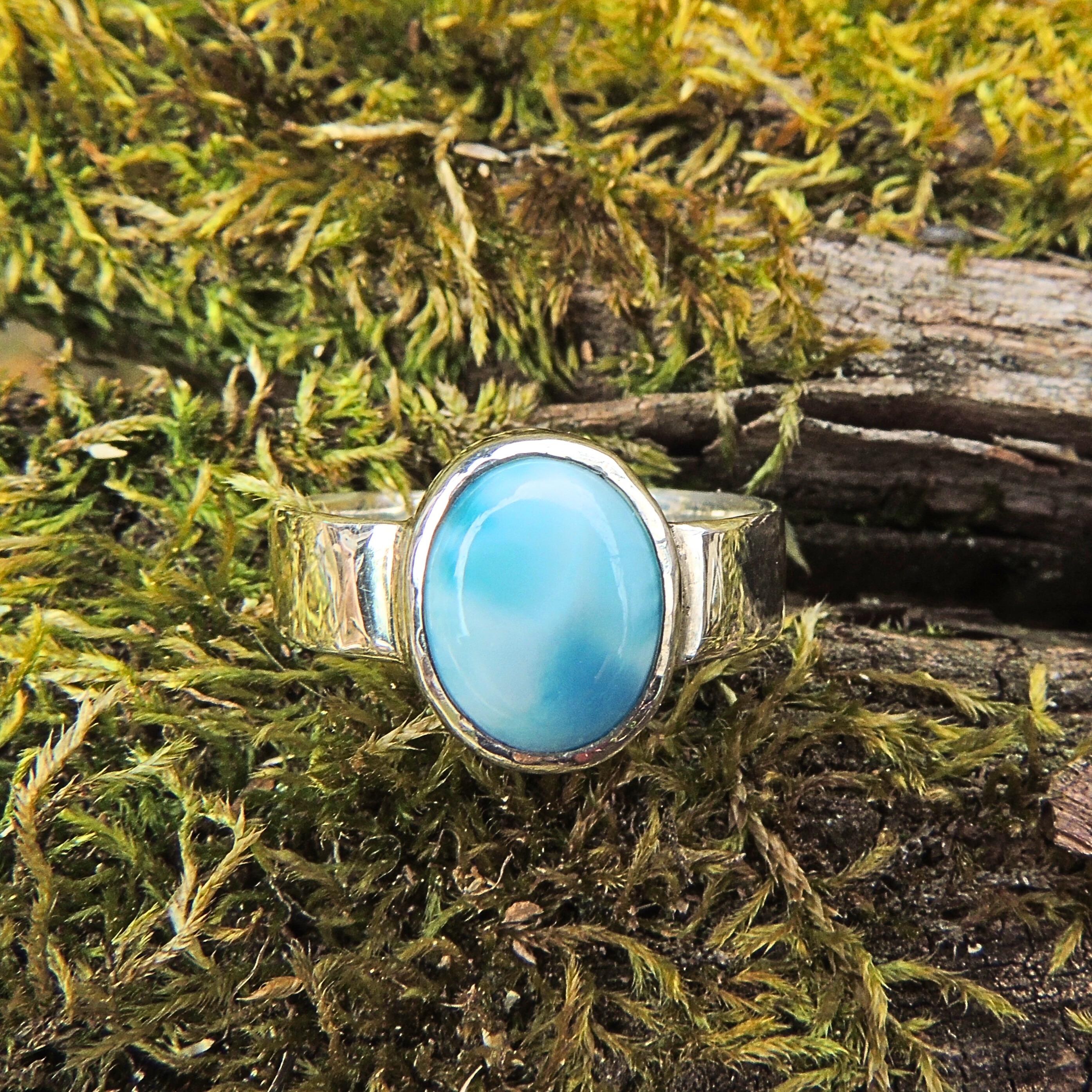 Larimar strieborný prsteň