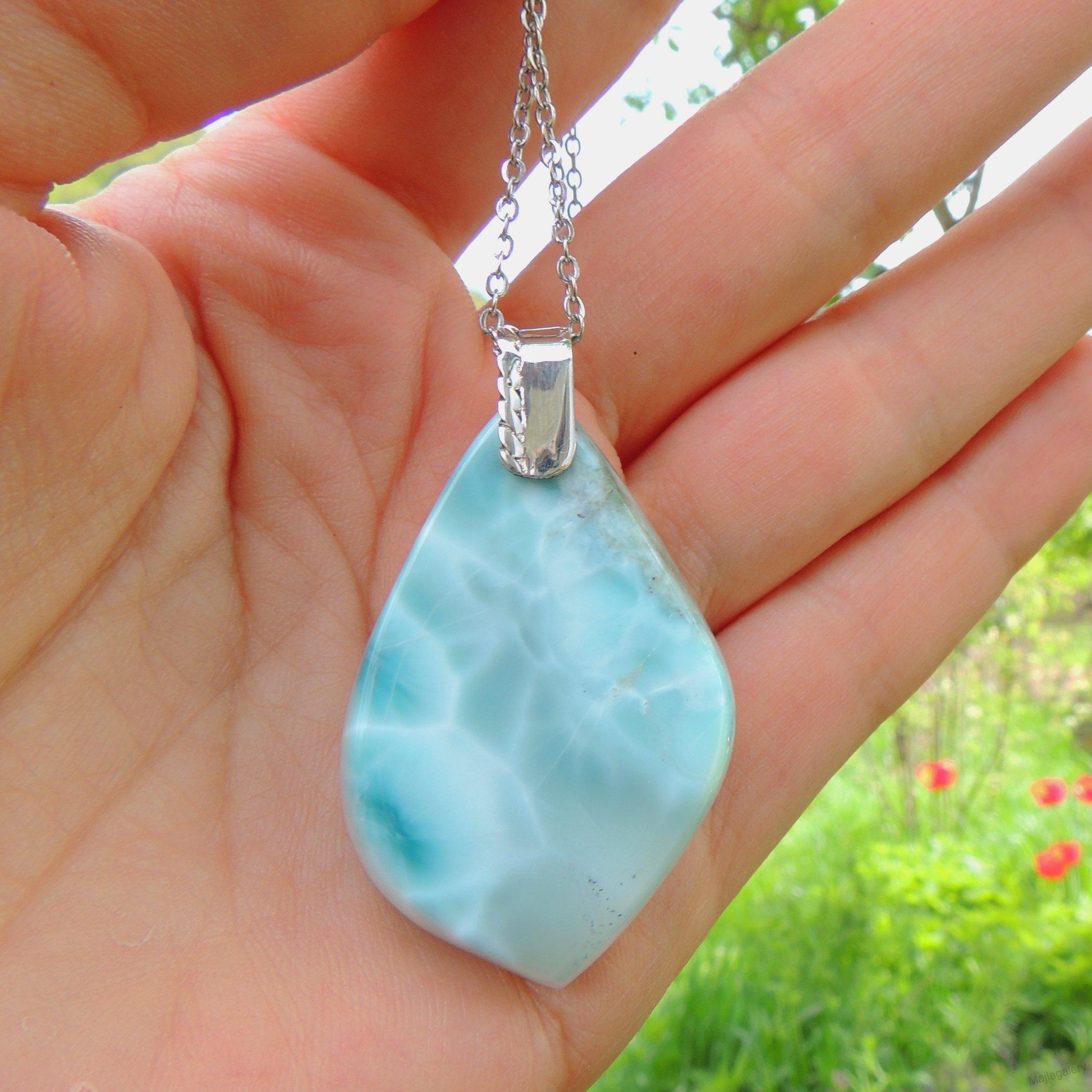 Larimar prívesok, strieborné závesné uško