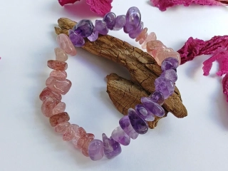 Náramok ametyst strawberry quartz