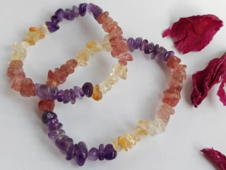 Náramok ametyst citrín strawberry quartz